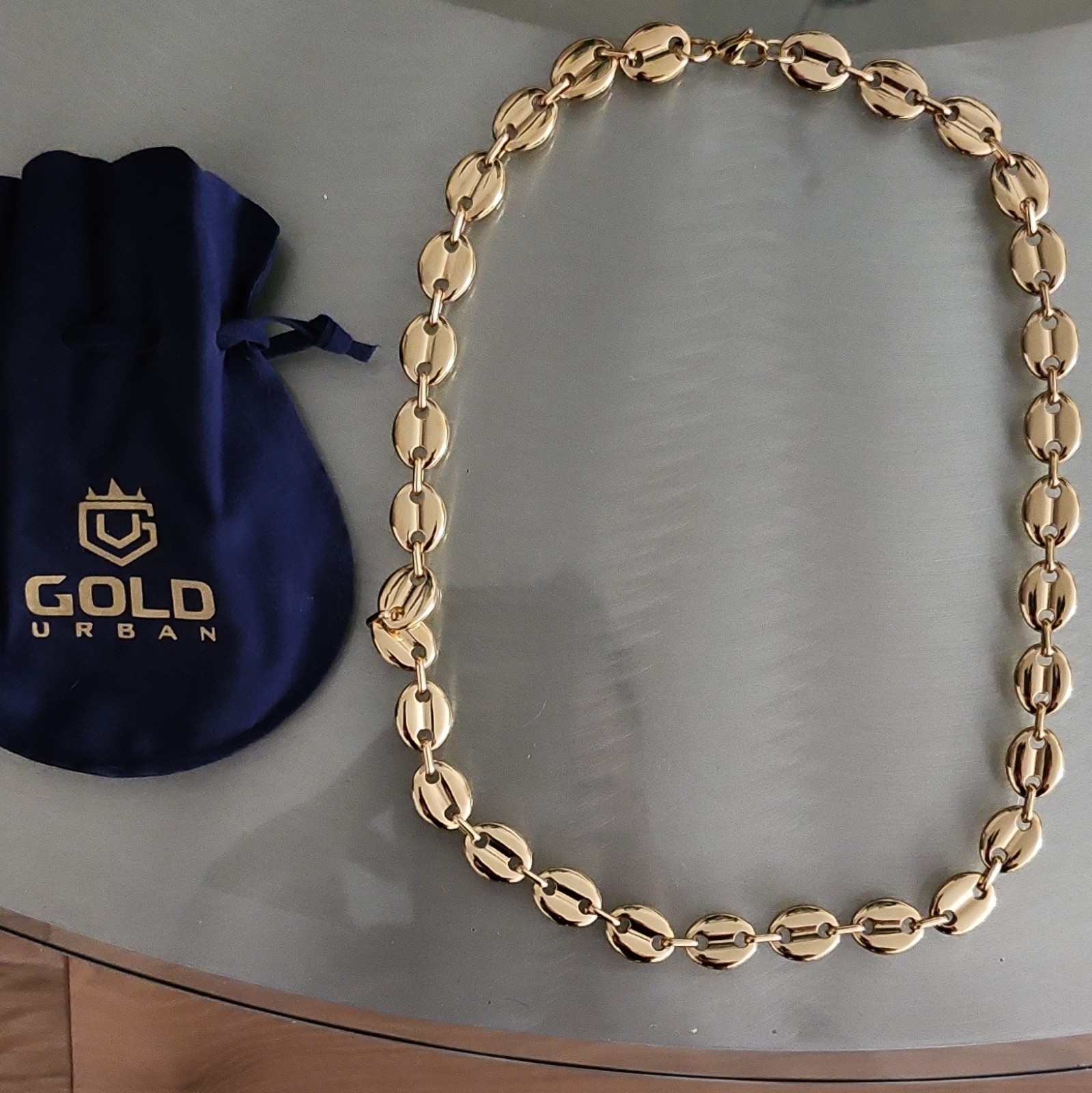Gold Urban 24″ Yellow Gold Plated Oval Link Chain Necklace, Lobster Clasp
