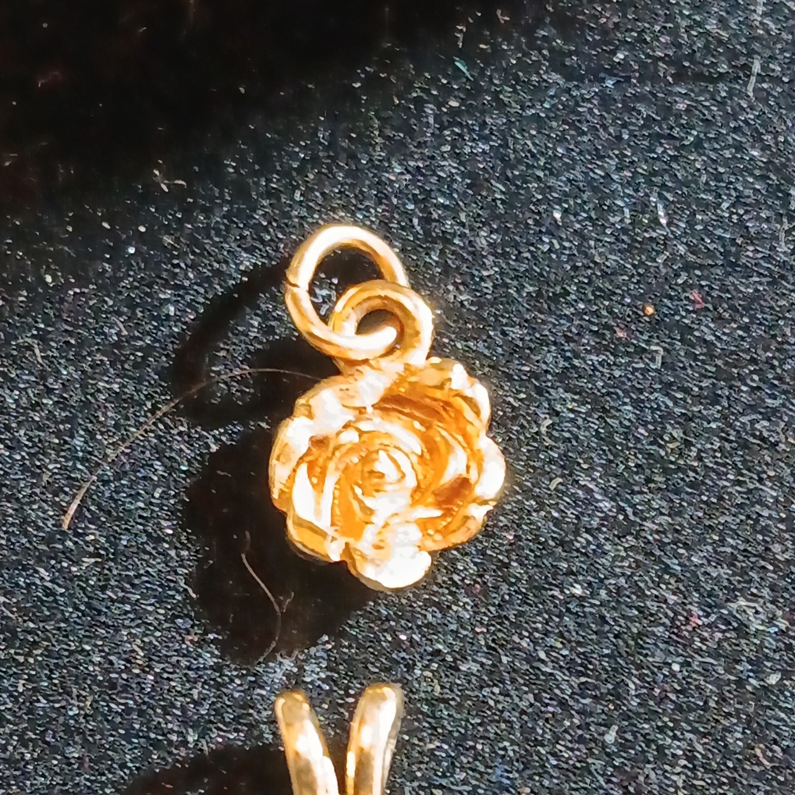 Untested Charm Pendant Lot of 4 Rose Flower Charms Blue & Clear Stone