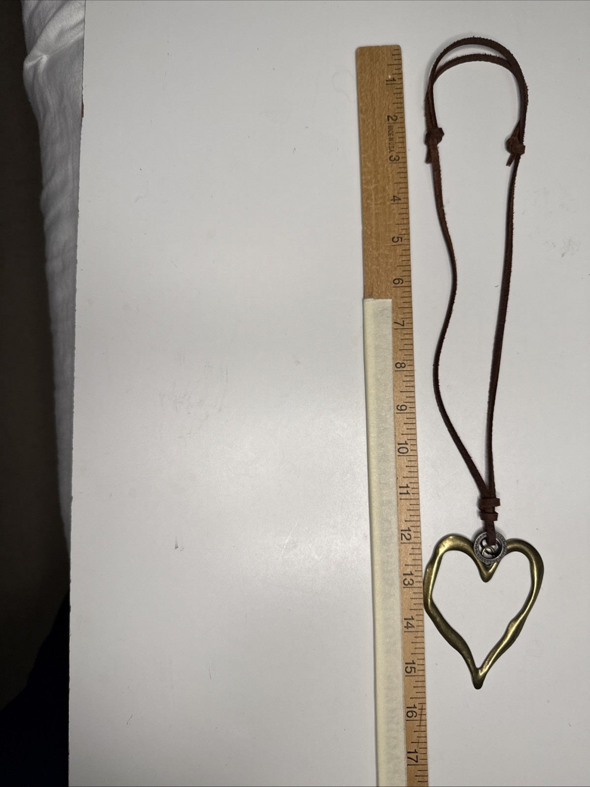 Fabu Jewelry Heart Necklace Mixed Metal Leather Cord NWOT￼