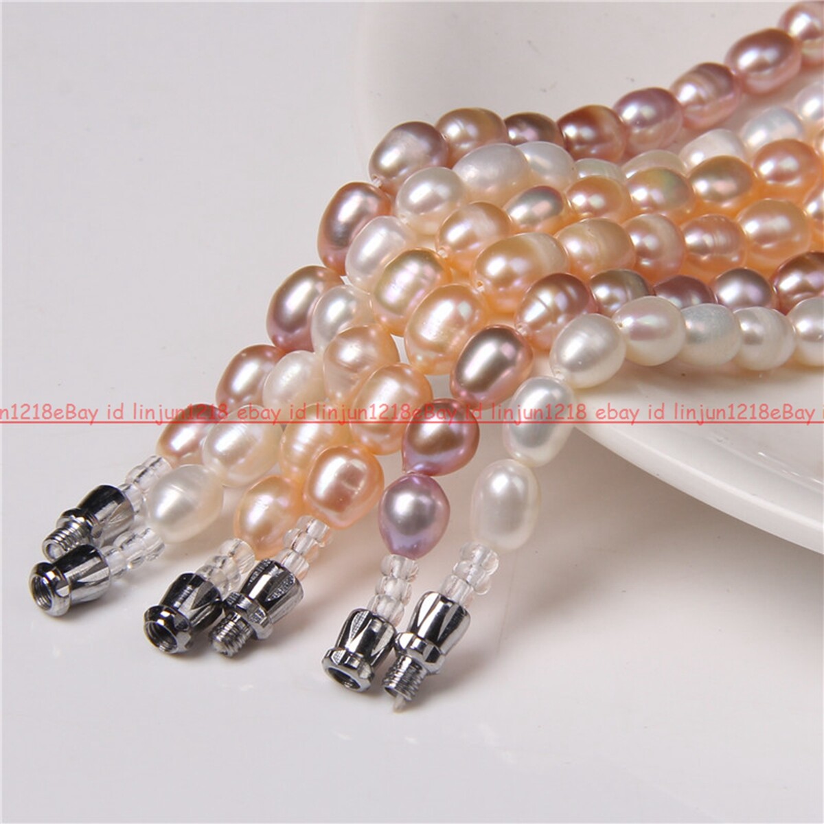 Natural 6-7mm White Pink Purple Freshwater Cultured Pearl Necklace 18in