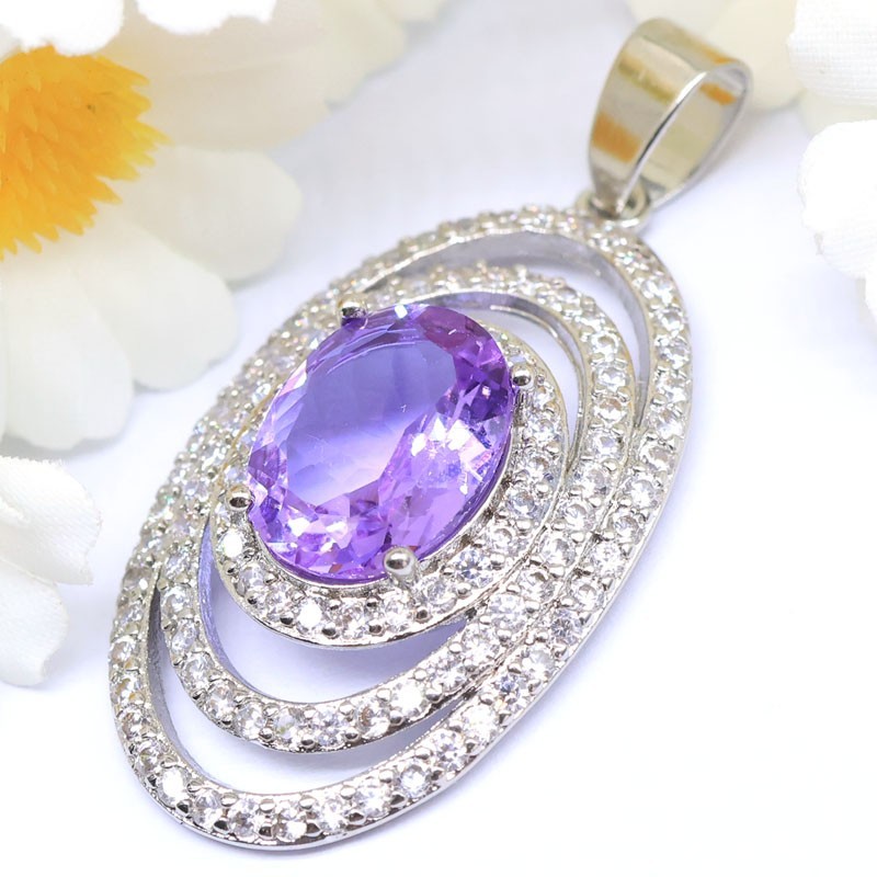Buy 3 Get 1 Free Created Color Changing Alexandrite Topaz Silver Plated Penant