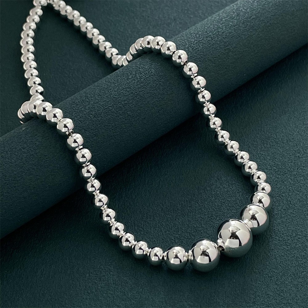 20″ Women’s 925 Sterling Silver Hollow Beads Balls Chain Necklace