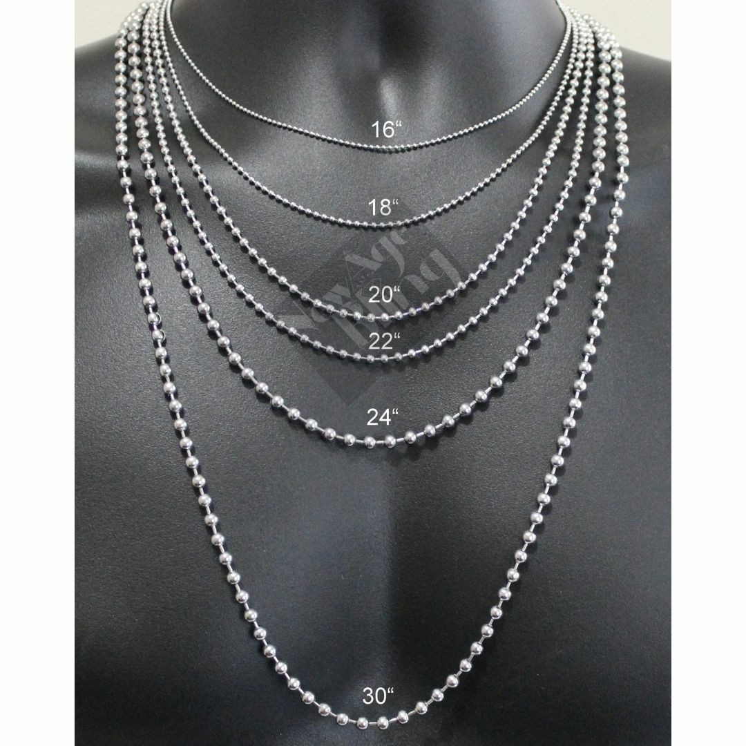 USA Stock 1/2/3/4/5MM Stainless Steel Ball Chain Dog Tag Bead Necklace Bracelet