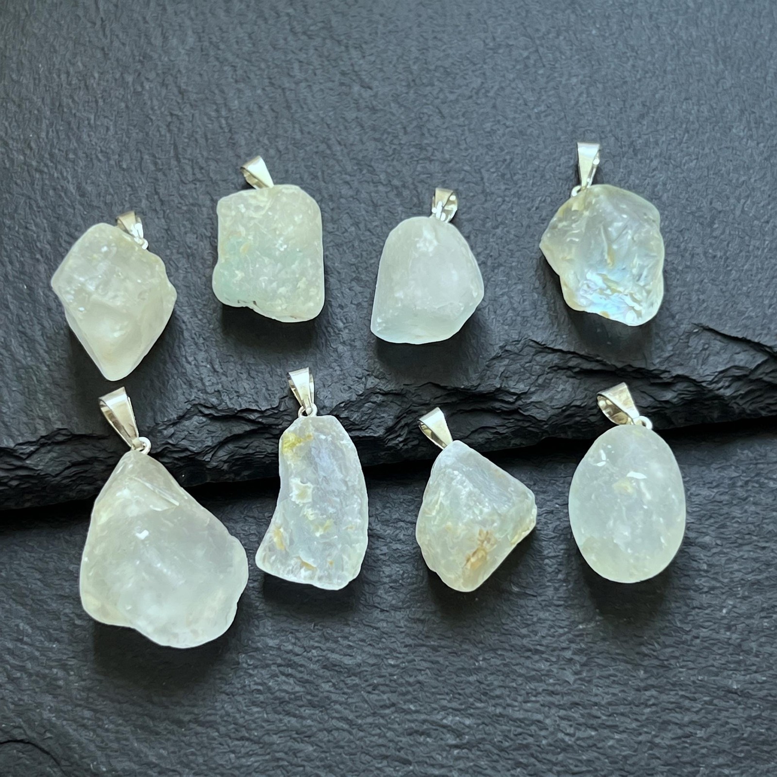Blue Topaz Rough Raw Crystal Pendant (Silver Bail) Genuine Brazil Mineral