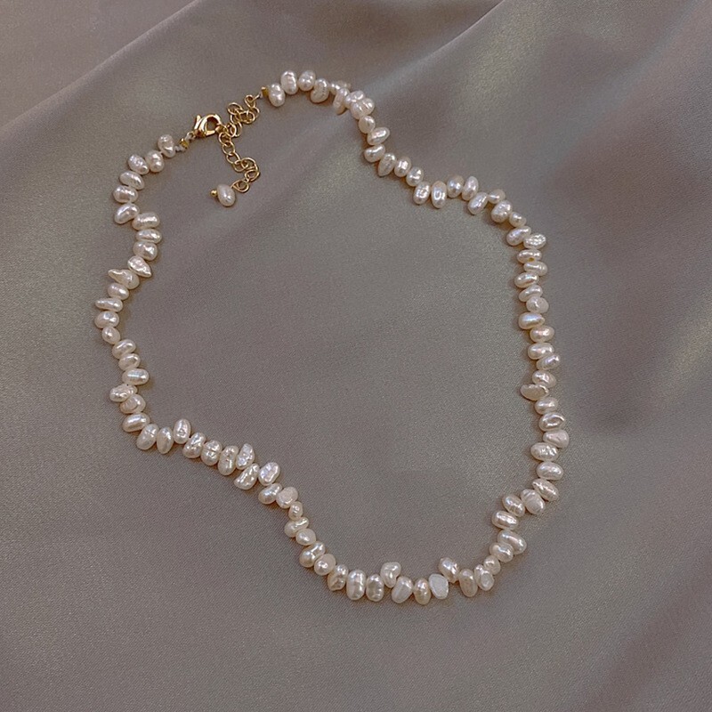 Pearl Necklace Chocker Beautiful Irregular Shaped Light Weight Daninty for Women