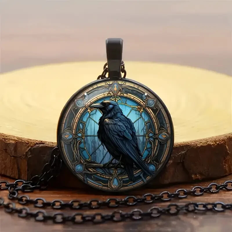 1 Cool Crow Necklace, Stylish Male Necklace, Personality Skull Head Necklace, Go
