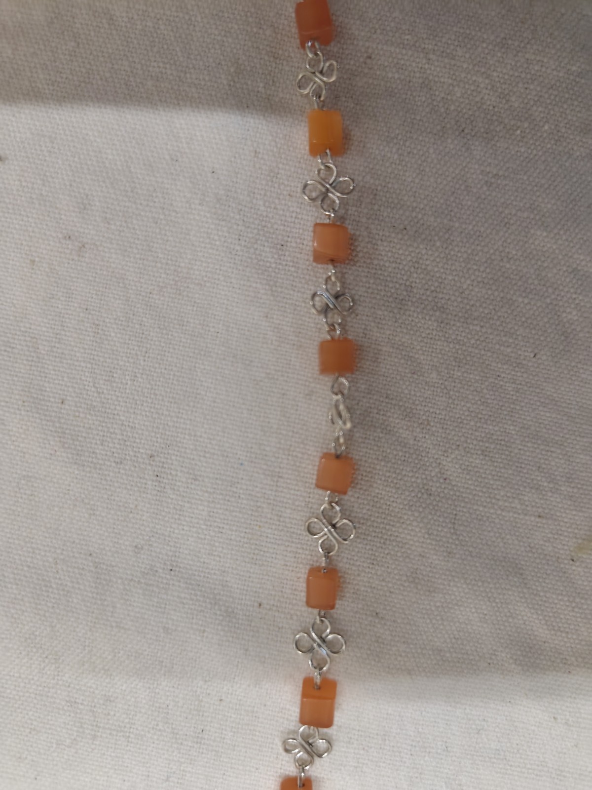 Silver & Bead Necklace Fair Trade Delicate Pretty Green Orange 46cm Ethical Gift