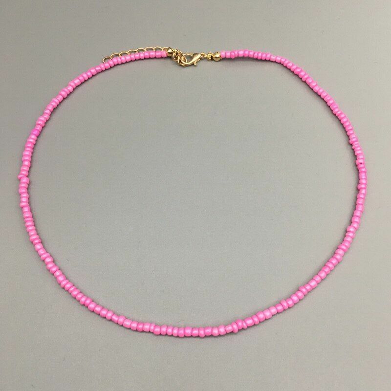 Women Necklace Seed Beads Strand String Beaded Short Jewelry 16 Inches Chokers