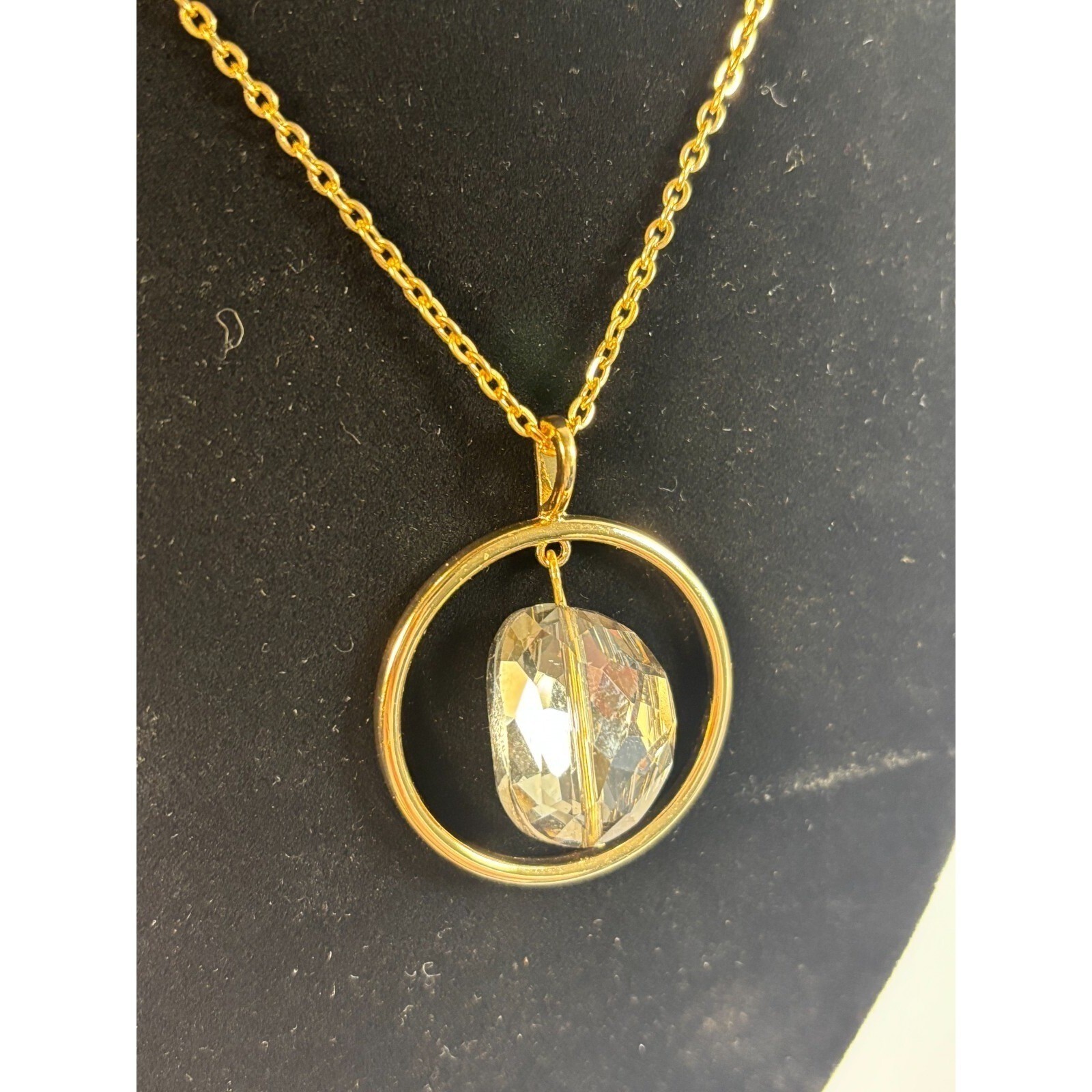 Necklace Lot Gold Tone Hoop and Bead Pendant Matching Chain Dangle Earrings