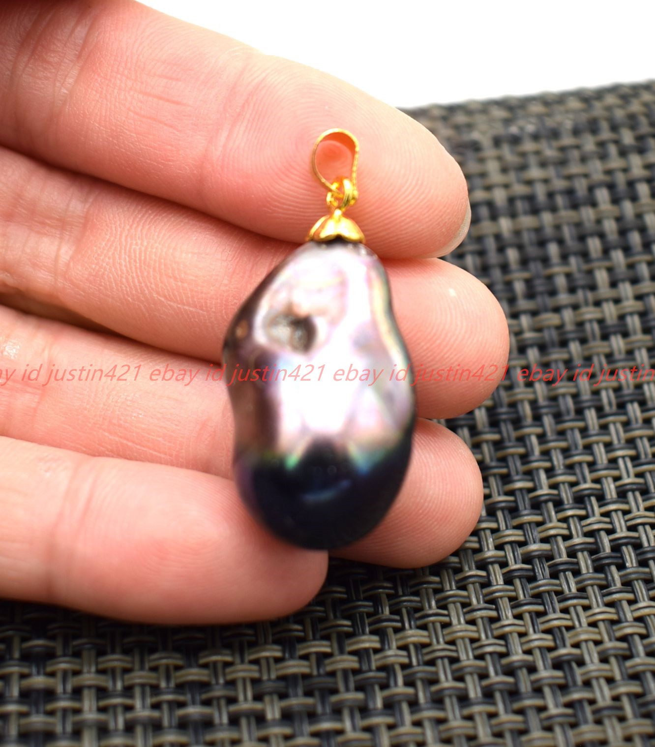 Huge 15-20mm Real Natural Black South Sea Keshi Baroque Pearl Half Hole Pendant