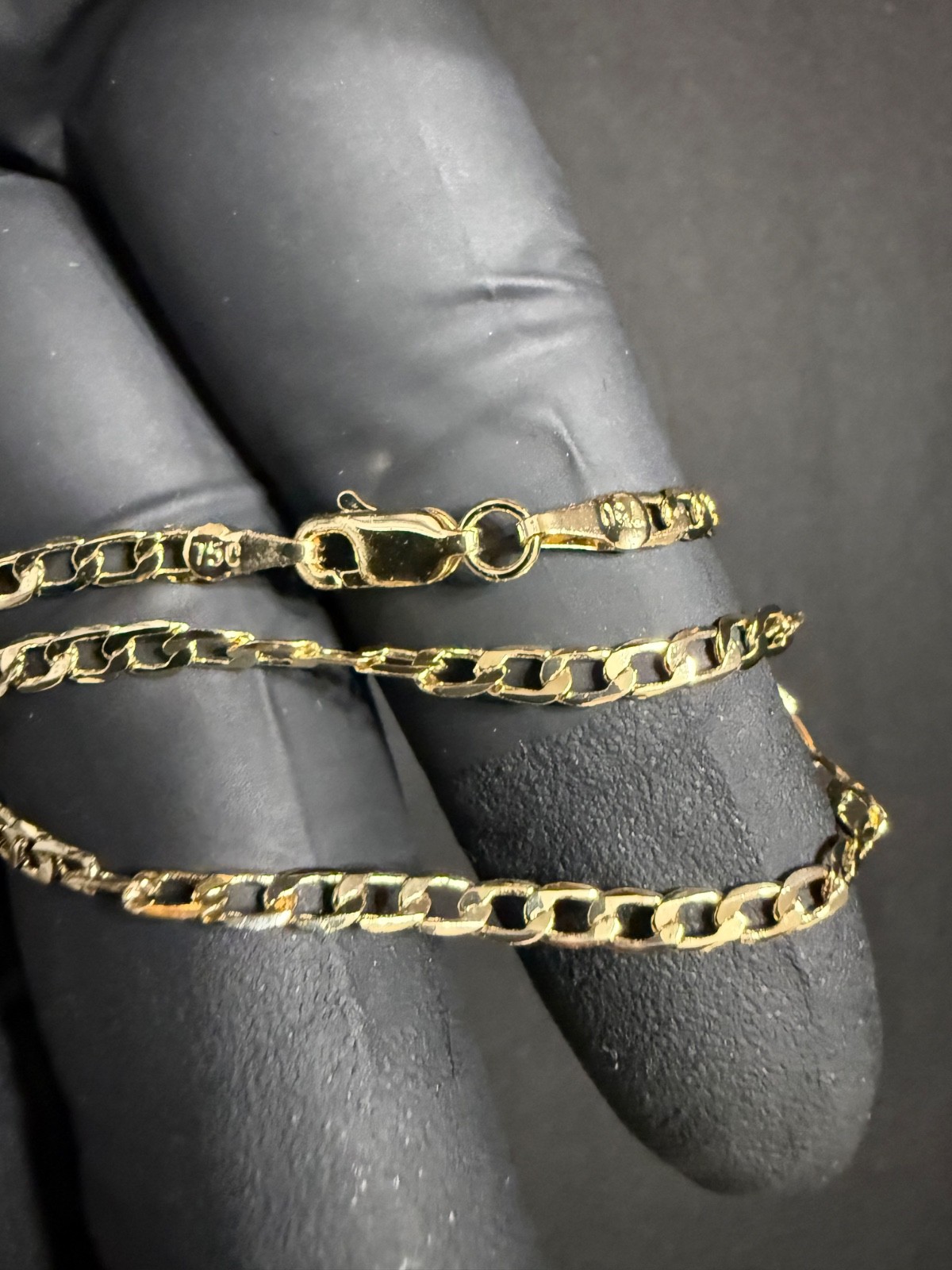 cuban necklace chain 18k gold filled stamped itally 750 16 inch 2.5 mm