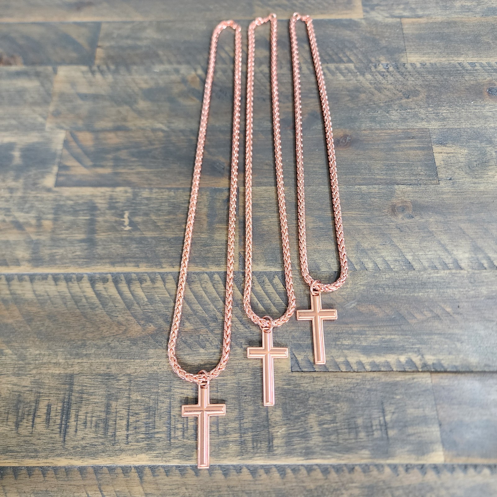 Pure Copper Cross Necklace with Dragon Bone ChainA timeless symbol of faith…