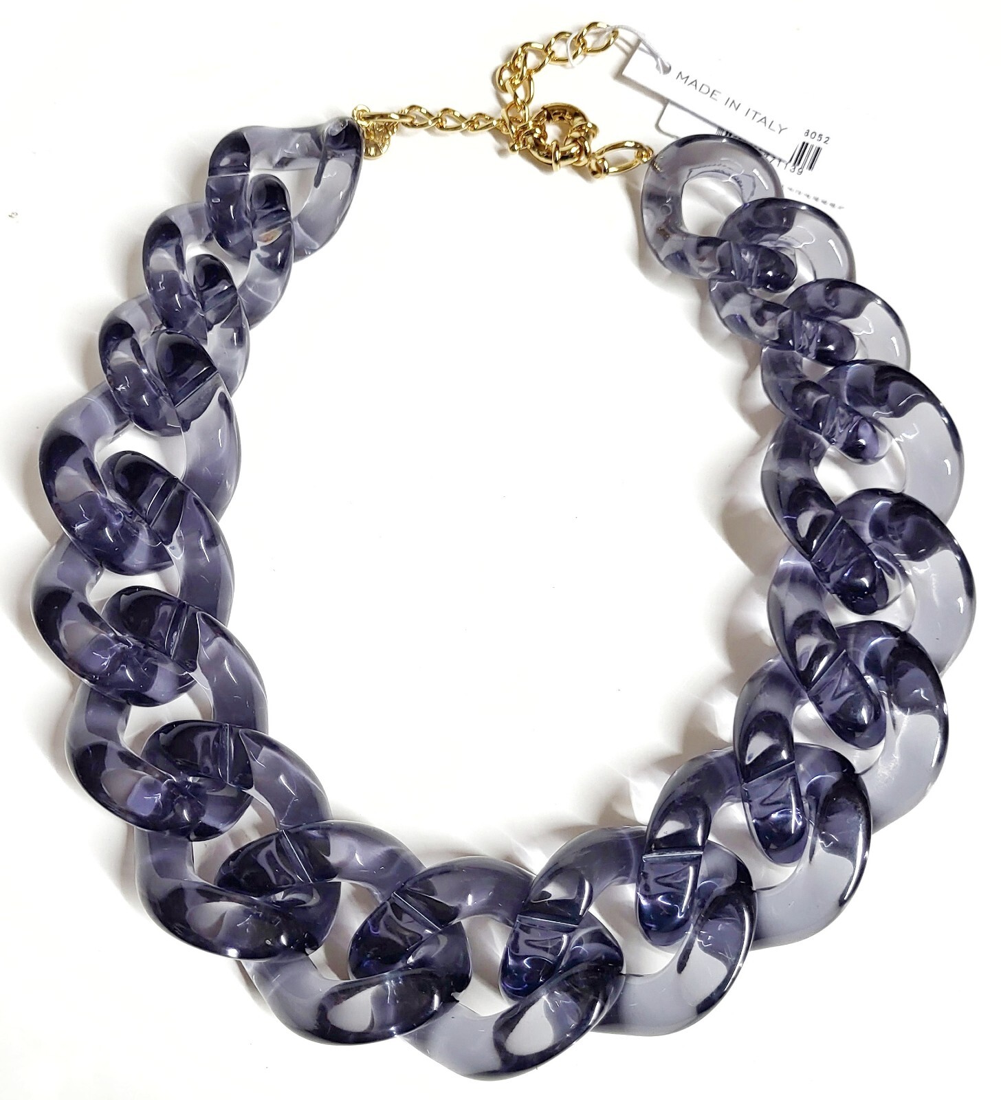 J.Crew Chunky Acetate Link Necklace Pale Graphite Plated Brass BK900 NWT