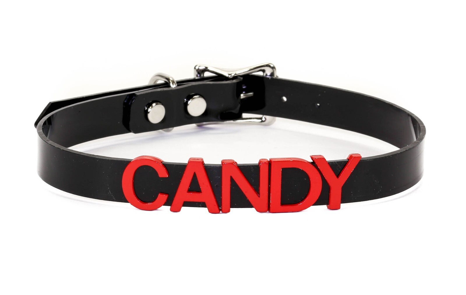 Black Vinyl Slave Name PVC Red Bdsm-Choker-Slut-Collar-Choker-Adult-Kinky