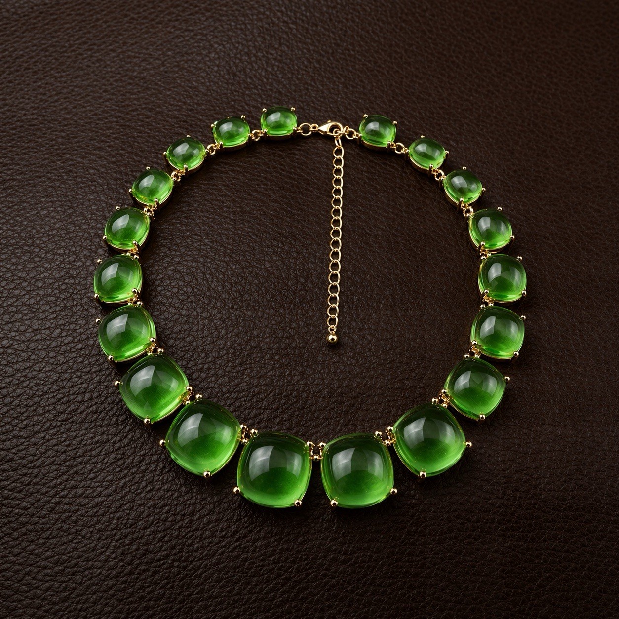 Zara Necklace Clear Candy Cabochon Gold Jelly Geometric Boho Green Retro Chain