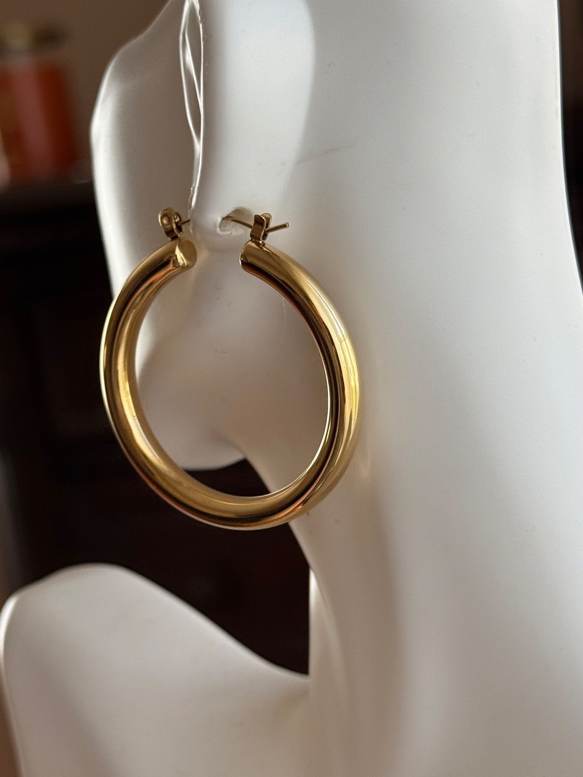 316 L Stainless Steel Gold Plated Lightweight Hoop Earrings ( 40mm x 40mm )