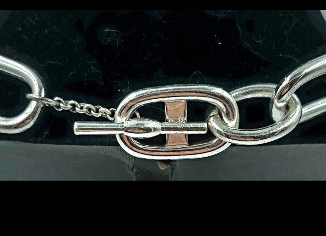 Lauren Ralph Lauren Silver-Tone Oval Link Chain Toggle Necklace, Signed