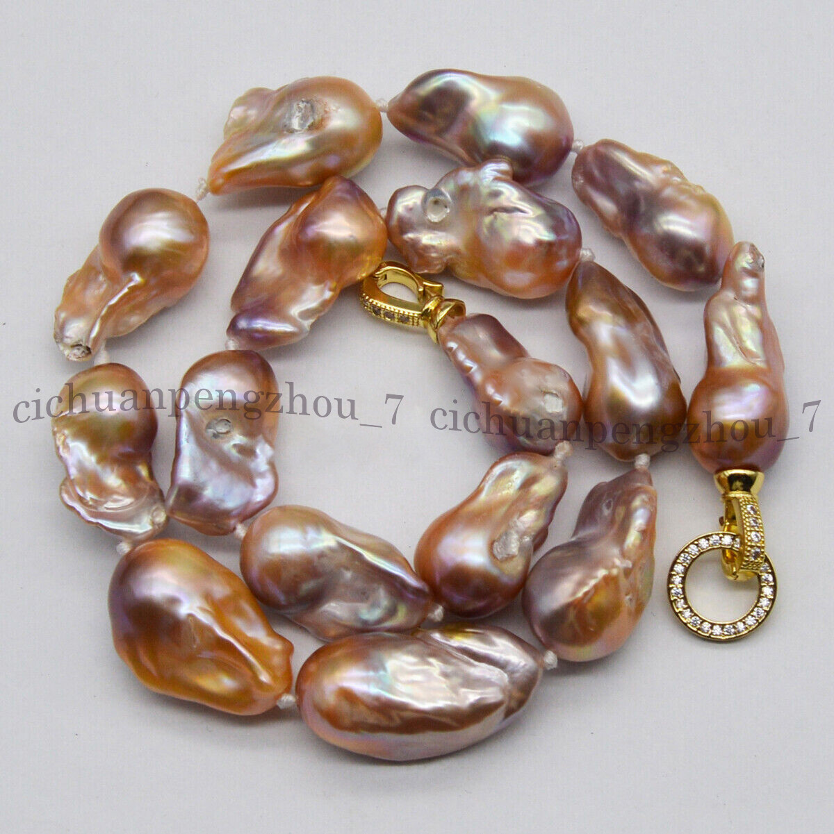 Huge 15-25mm Natural Pink Purple South Sea Keshi Baroque Pearl Necklace 18”
