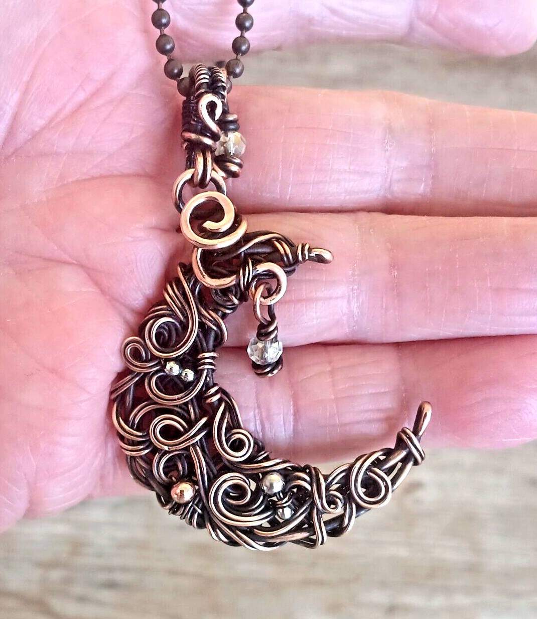 Mystical Crescent Moon Necklace 20″ Chain~ Womanhood, Intuitiveness, Empowerment