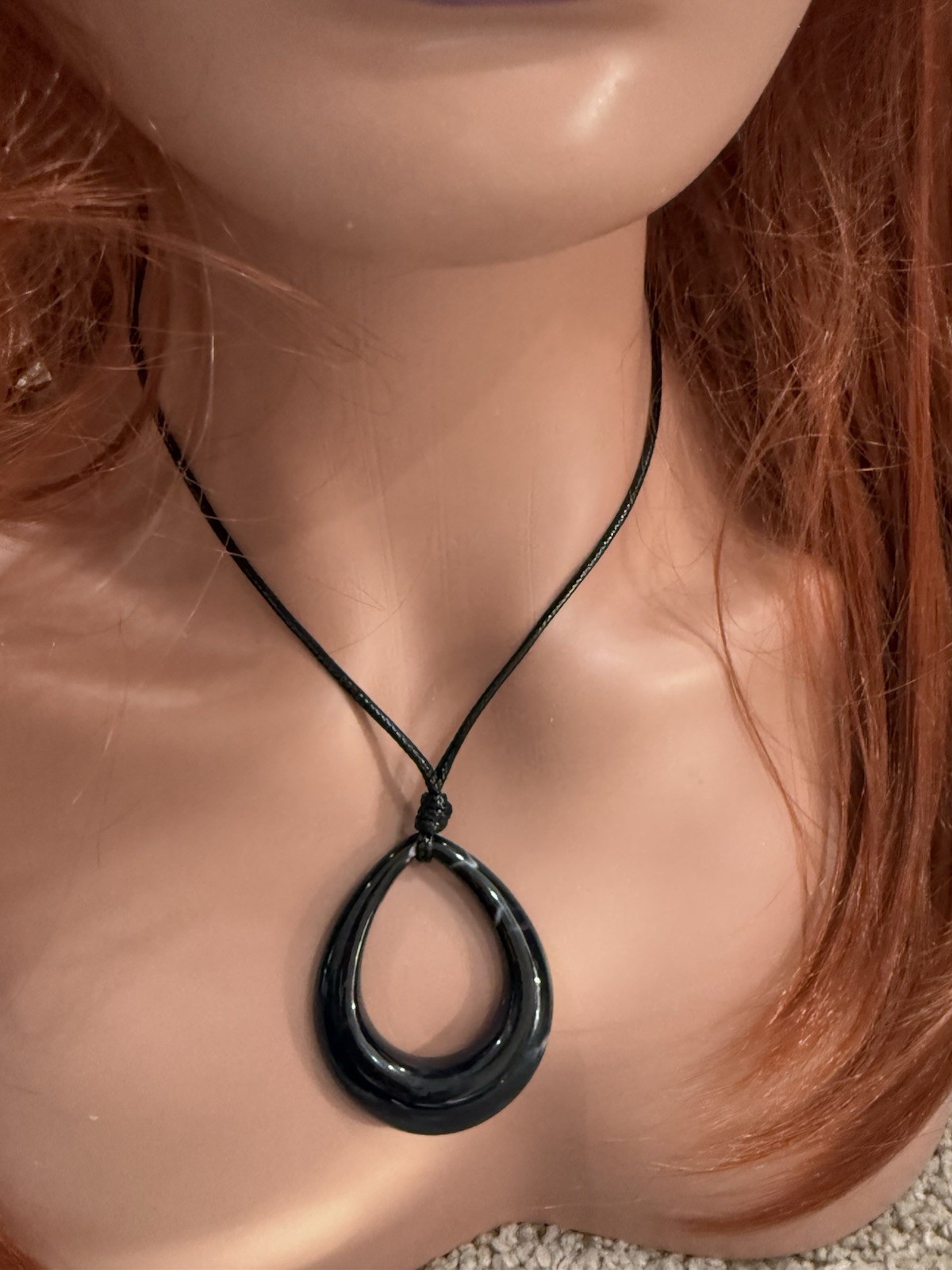 Black Acrylic Drop Choker Black Necklace Chunky Pendant Statement