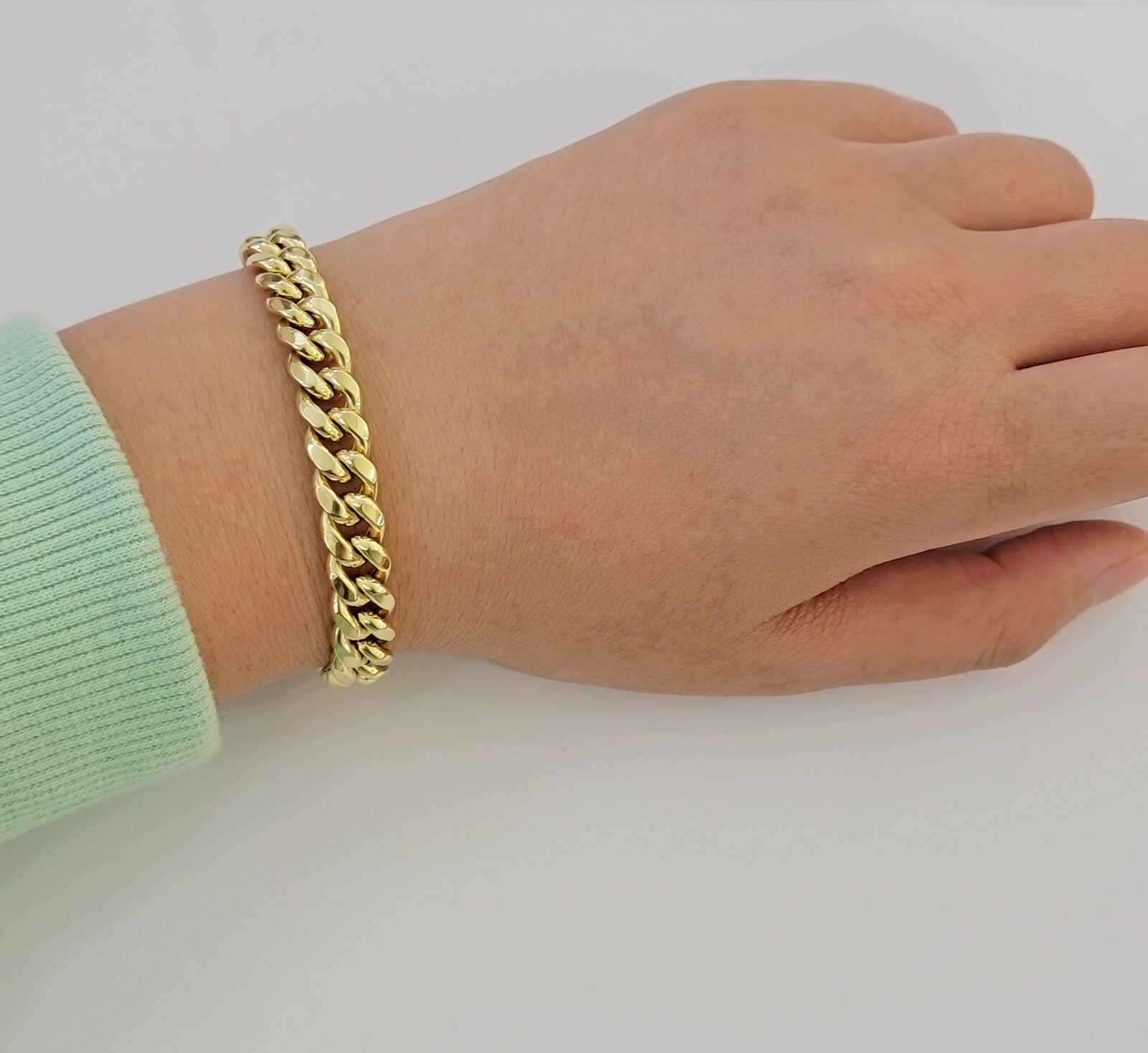 Real 10k Gold Bracelet 8″ Miami Cuban Link 6mm-13mm 10kt Yellow Gold ,Men Women