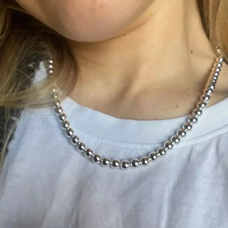 925 Sterling Silver Ball Chain Necklace Bead Necklace Men Women Jewelry Gift