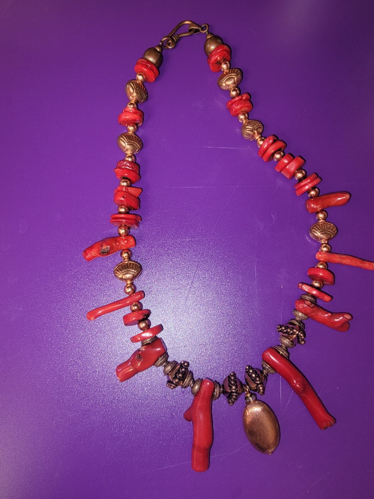 Coral And Copper Hand Crafted Necklace