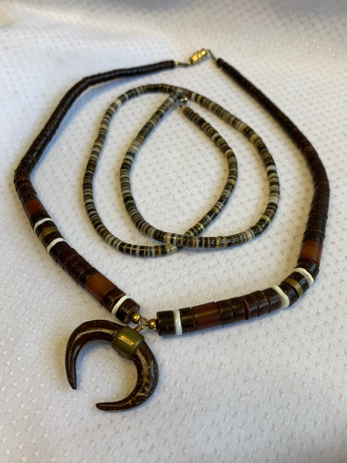 Heishi Shell Necklaces Fashion Jewelry Disc Beads 20.25″ & 17.75″ Crescent Moon