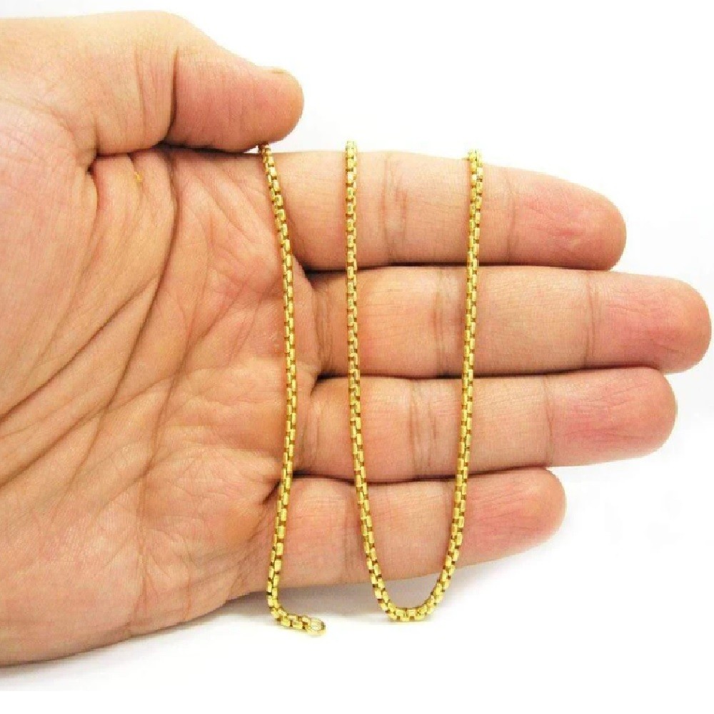 Men&Women’s 18K Yellow Gold Filled Round Box Chain Necklace 3mm 16″/18″/20″-32″
