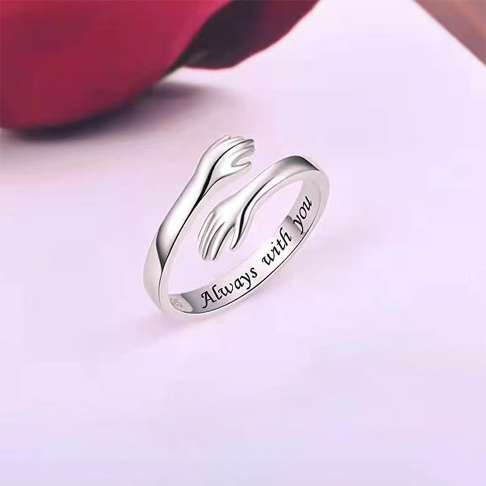 Adjustable Hug Ring with Engraved Love Messages: Perfect Gift for Granddaughters