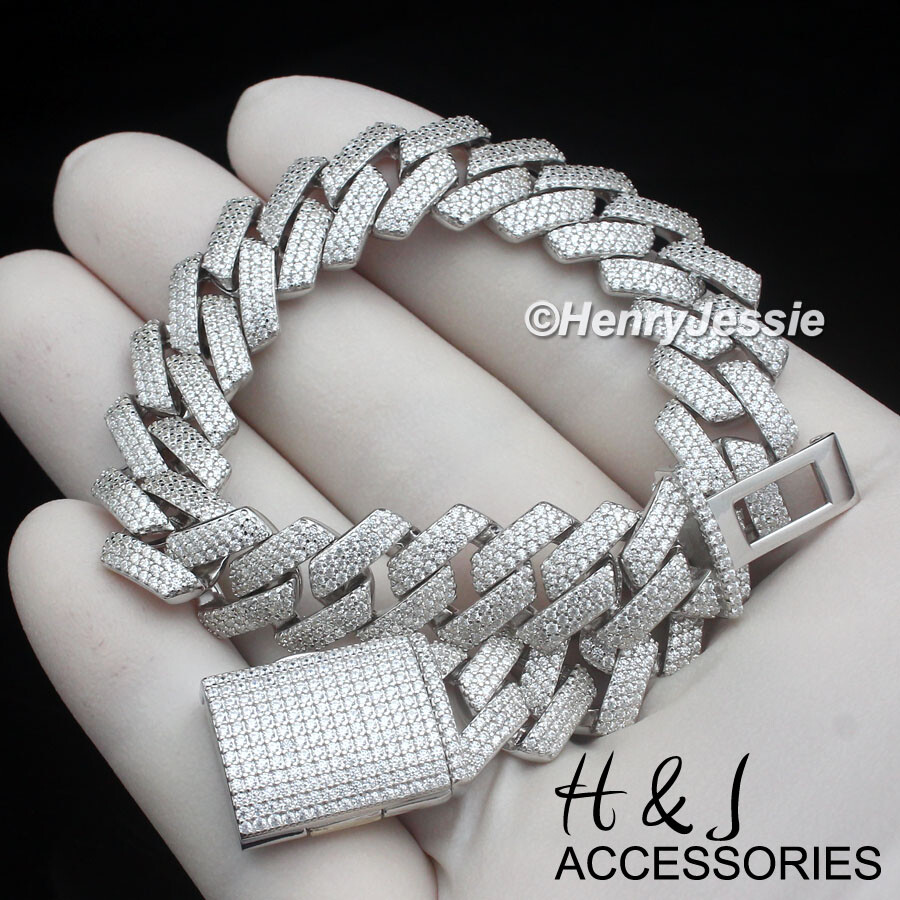 MEN 925 STERLING SILVER 18″-24″X12MM BLING CZ MIAMI CUBAN CHAIN NECKLACE*SN21