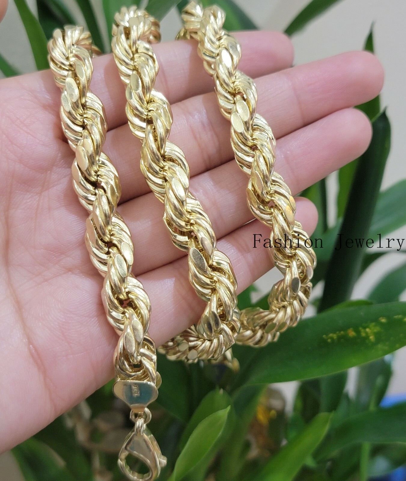 10k Real Yellow Gold Rope Chain 10mm 28 Inch Necklace diamond cut