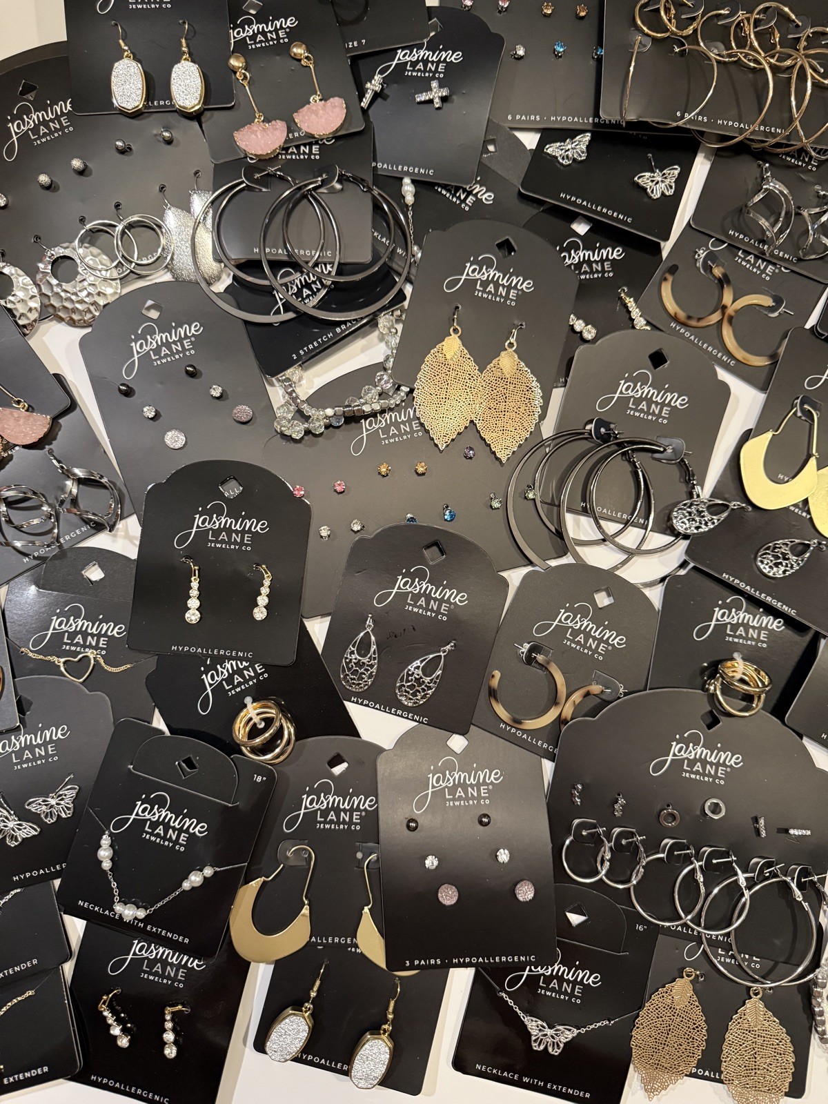 Wholesale Jewelry Lot 50 Pieces Of Jewelry Earrings Necklace Bulk Lot Variety