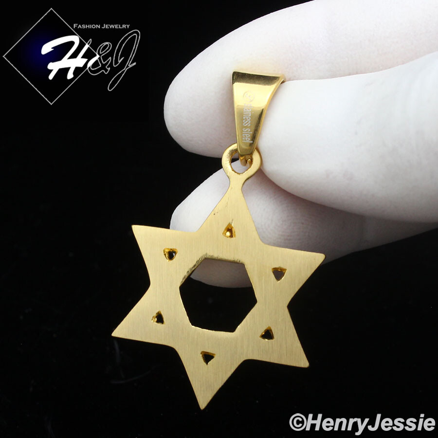 MEN’s Stainless Steel Gold Plated Jewish Star of David Charm Pendant*GP137
