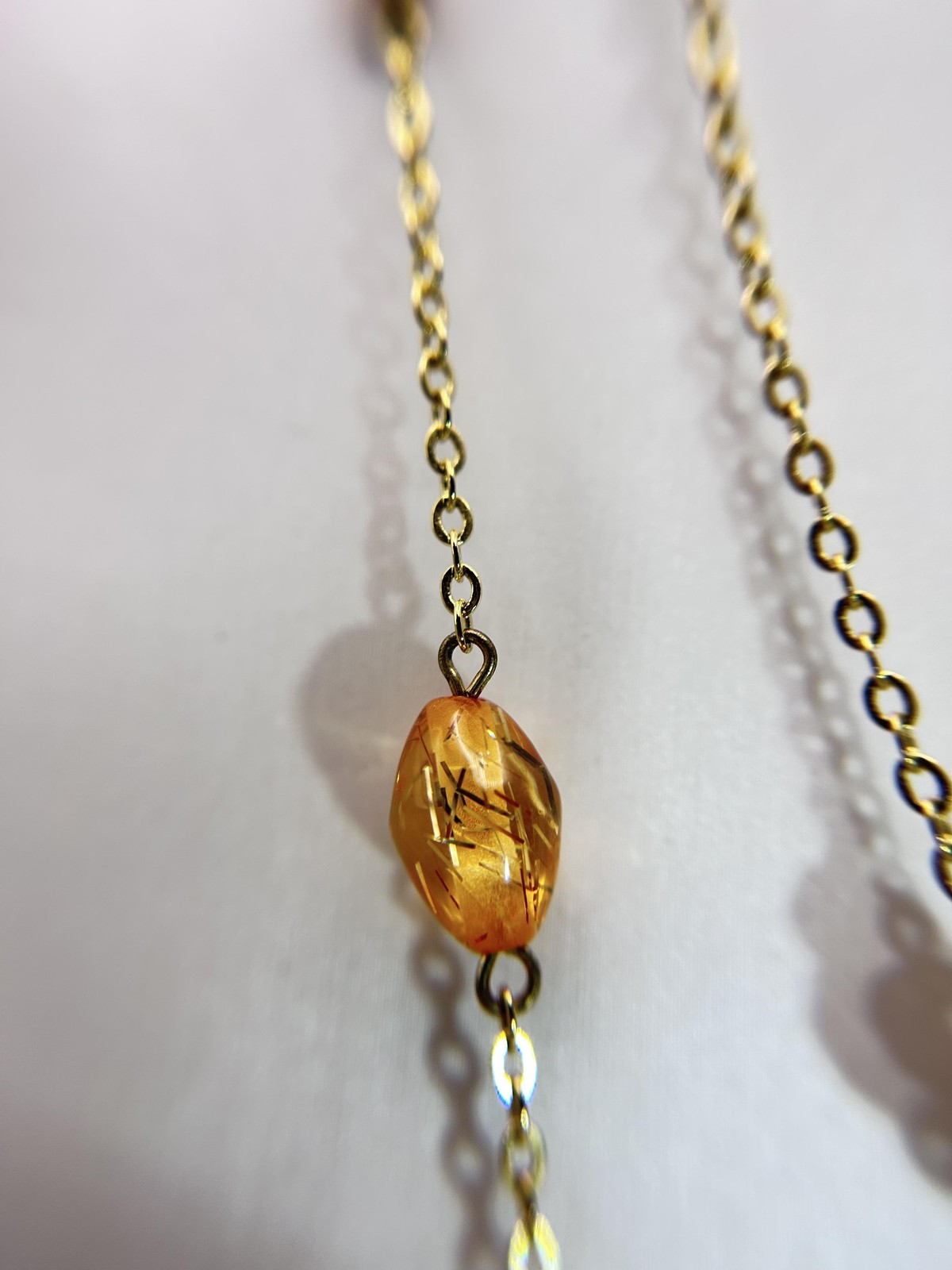 Necklace Gold Tone Brown Beaded Layered Station Chain Lobster Clasp Statement