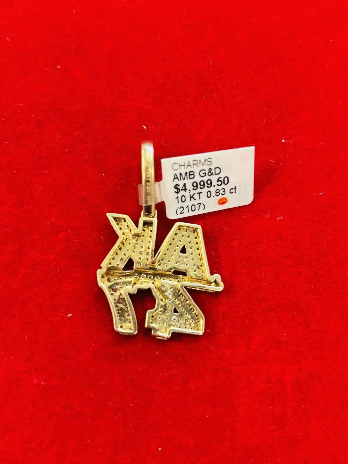 10K Gold AK-47 Charm Pendant Pavé Set White Round Stones barcode:- K109423-Y