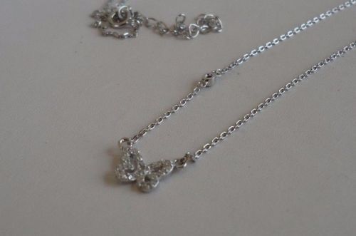 BUTTERFLY 925 STERLING SILVER NECKLACE PENDANT W/ .35 CT LAB DIAMONDS/18”