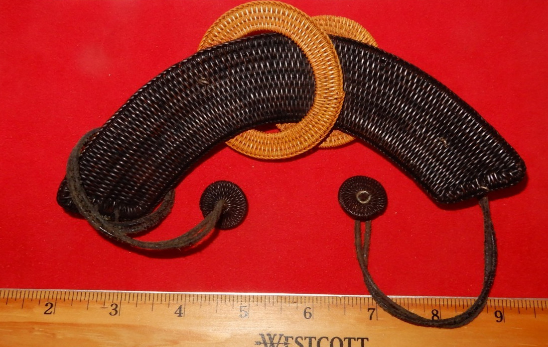 Jewelry – Woven Two Toned Rattan Indonesian Choker Necklace on Adjustable Cord
