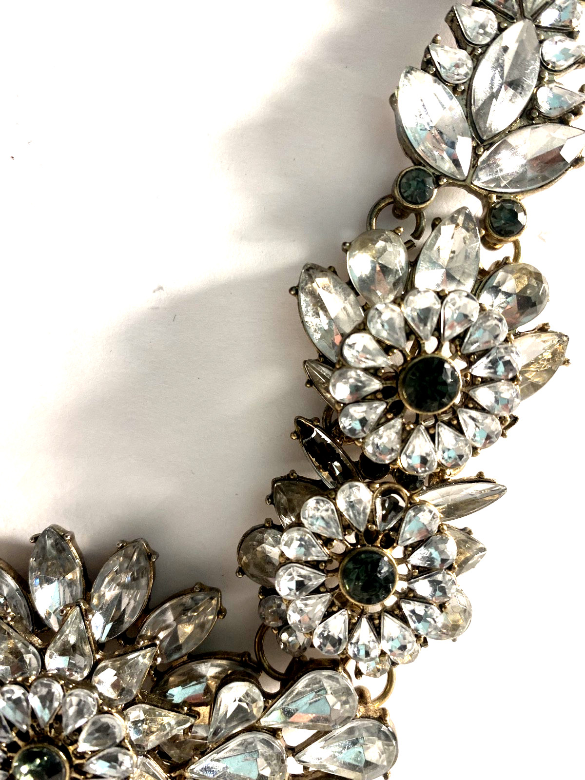 Rhinestone Pave Chunk Statement Snow Star Necklace Ribbon Tie for any legnth