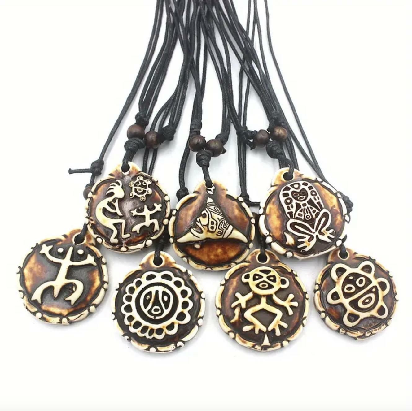 Puerto Rico Unisex Adult Tribal Imitation Bone Necklace & Pendant NEW