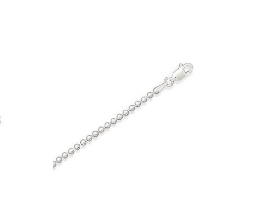 925, Sterling Silver Ball Bead Chain Necklace 2.2mm 16″, 18″, 20″, 22″, 24″, 30″