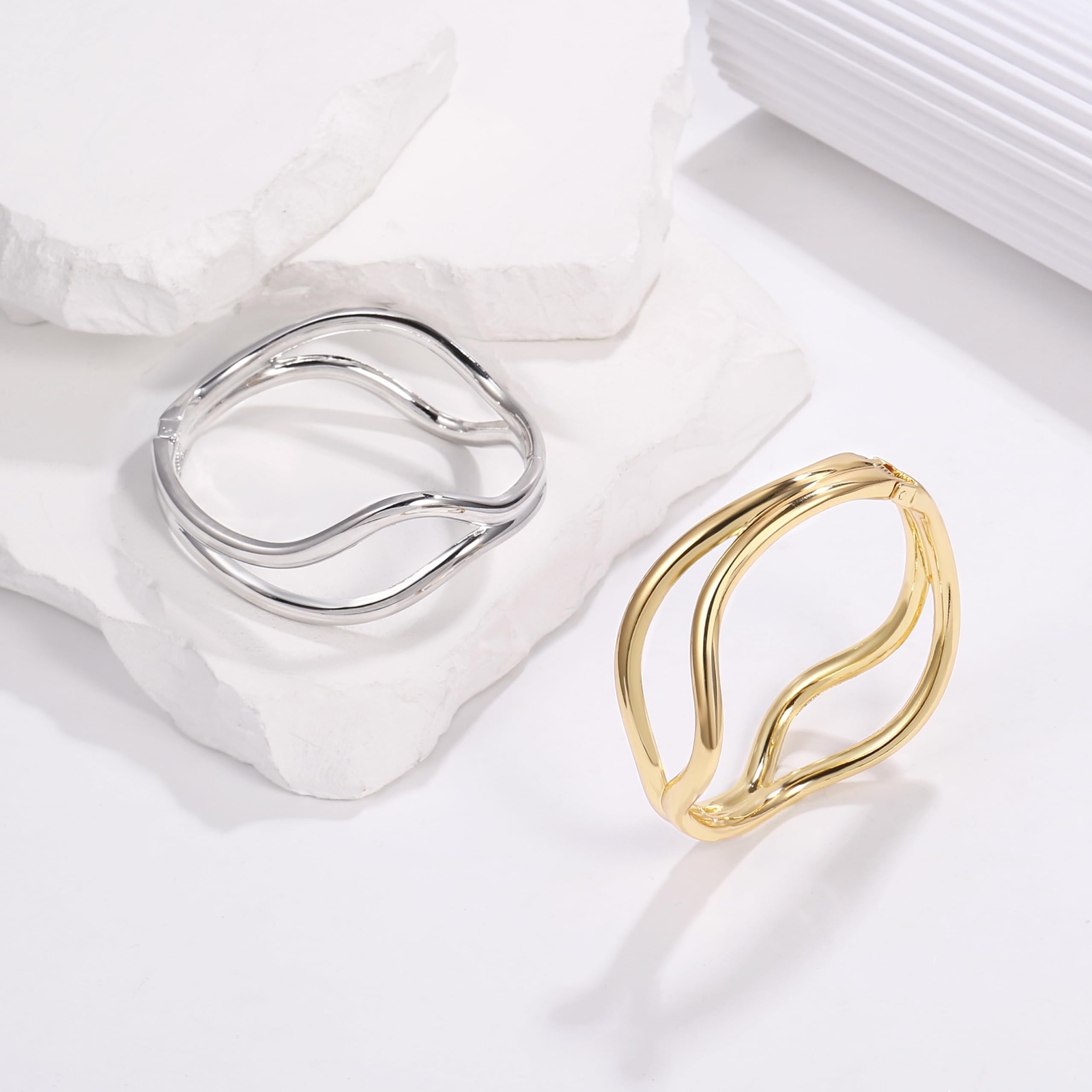 Elegance 11 designs Chunky Gold Bangle Bracelet For Women Trendy Hinged Cuff …