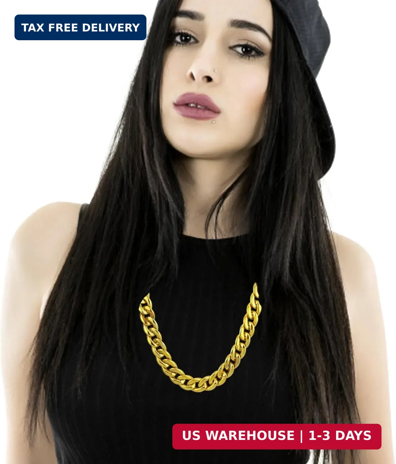 2 Pcs Dollar Sign Pendant Necklace Plastic Fake Chain Set Small Acrylic Hip Hop