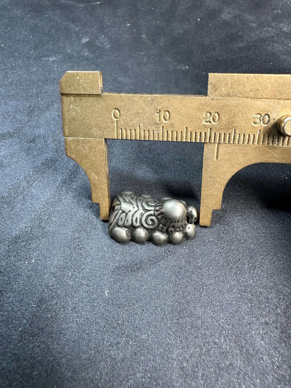 Vintage Tibetan Brass Snow Lion Bead | Himalayan Mala Spacer | Nepalese Symbol