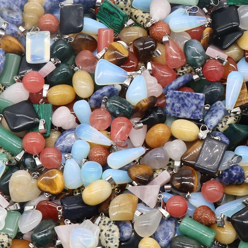 Natural Stone Pendants Multi Shape Color Random Crystal Agate Stone Charms for J
