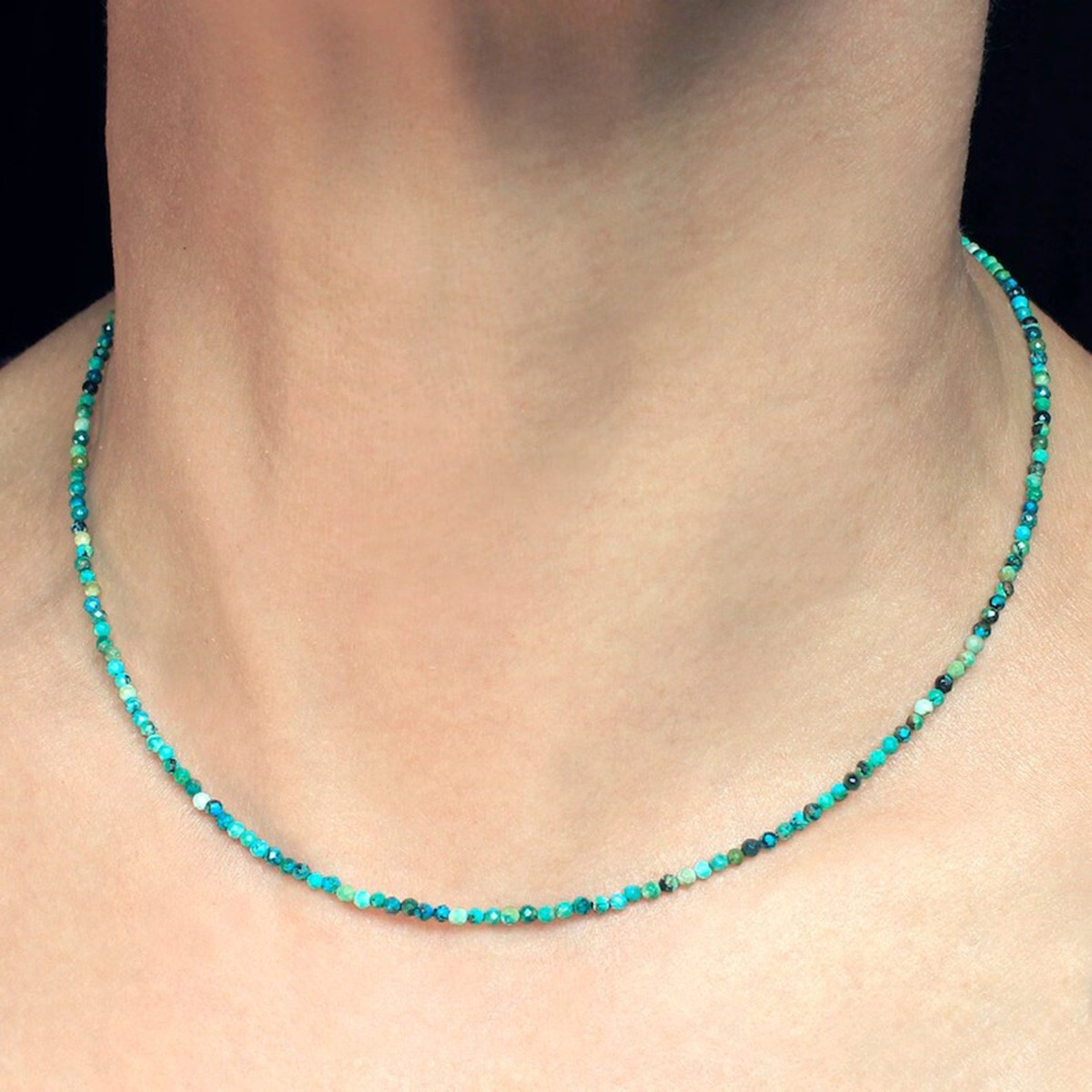 A++ Turquoise Gemstone Beads Dainty Choker Necklace Minimalist Crystal Necklace