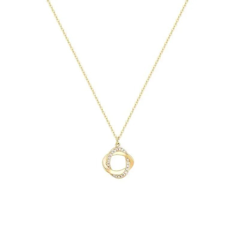 Women Necklace 18K Gold Plated Stainless Steel Chain Decor Pendant Charm Jewelry