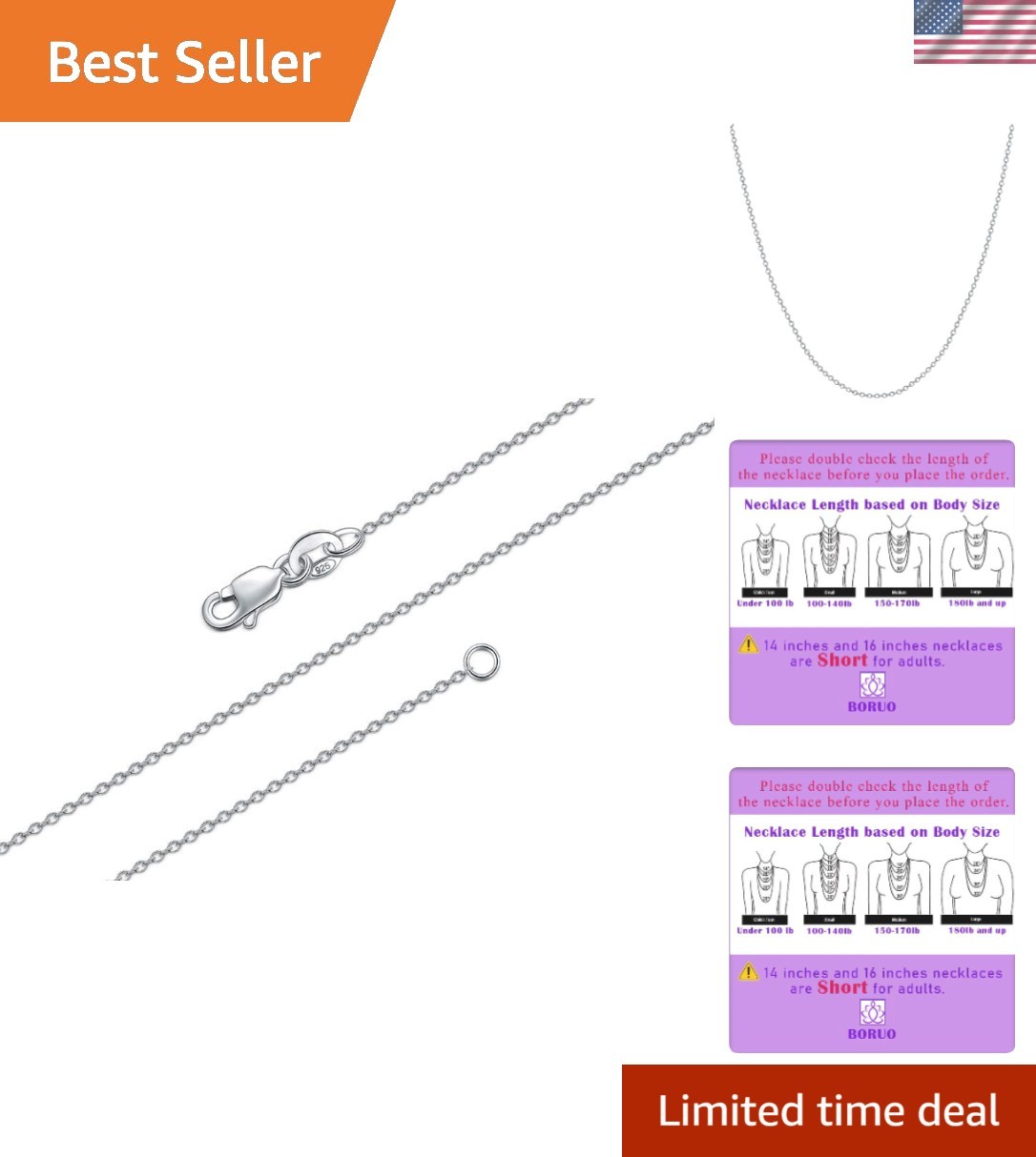 Dazzling 925 Sterling Silver Cable Chain Necklace – Waterproof & Gold Plated …