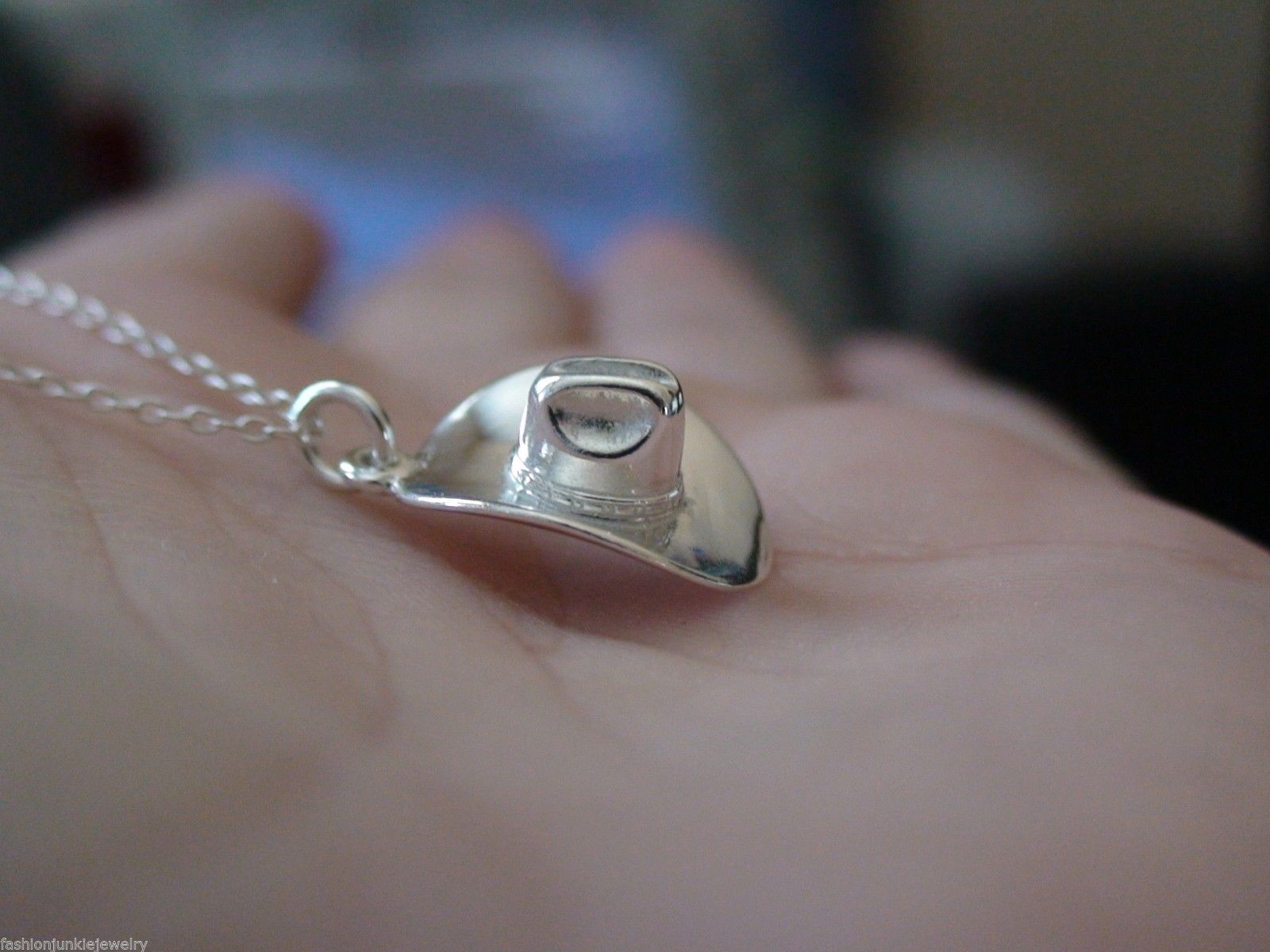 Cowboy Hat Necklace – 925 Sterling Silver – Wild West Charm Cowgirl Pendant