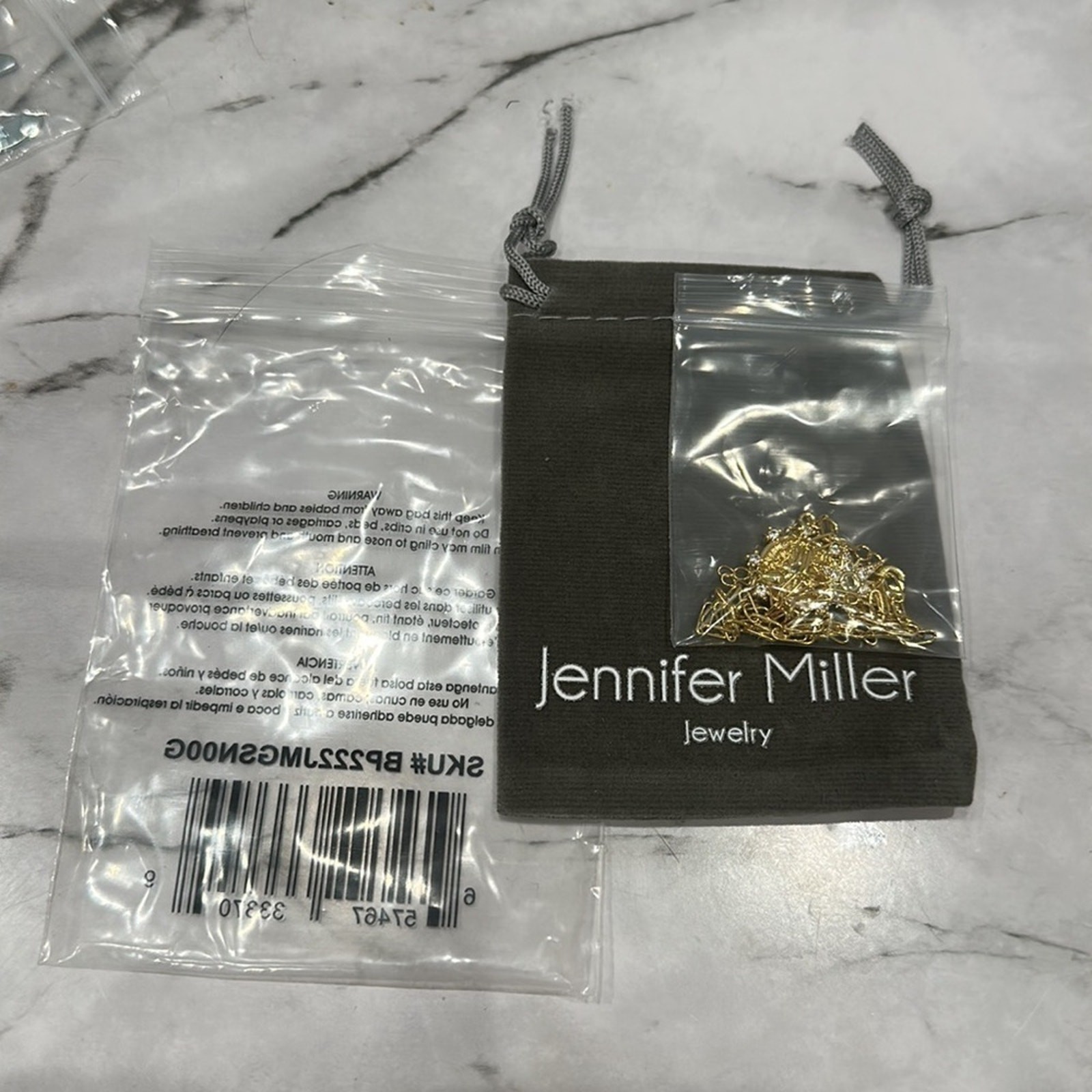NEW Jennifer Miller Starburst Charm Necklace 14k Gold Plated Paper Clip Chain